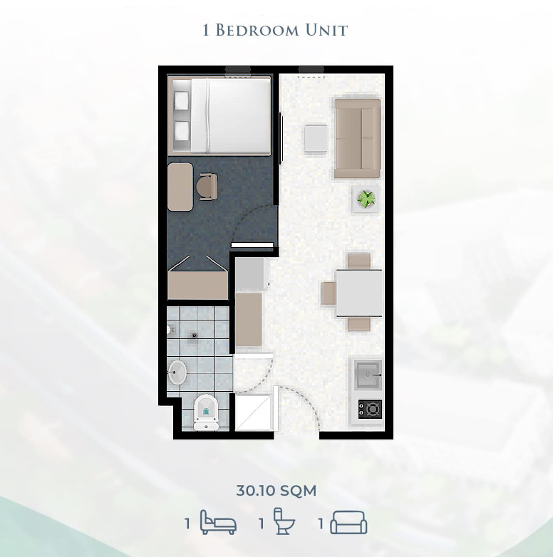 1-Bedroom Condo Floor Plan