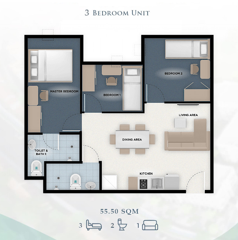 3-Bedroom Condo Floor Plan